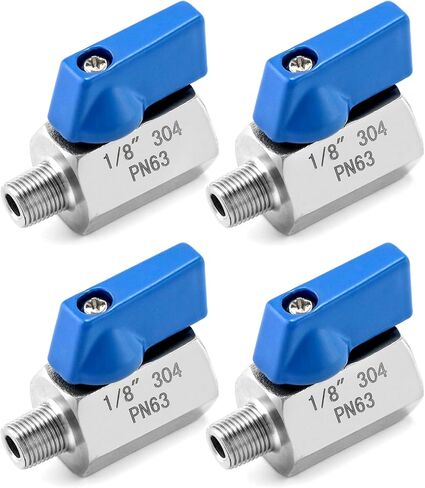 QWORK Mini Ball Valve, 4 Pack 1/8" Female & Male NPT Thread Stainless Steel Valves for Reliable Shut-Off Valve in Saudi Arabia