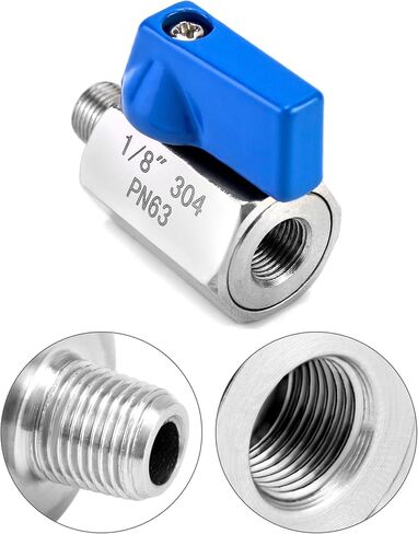 QWORK Mini Ball Valve, 4 Pack 1/8" Female & Male NPT Thread Stainless Steel Valves for Reliable Shut-Off Valve in Saudi Arabia