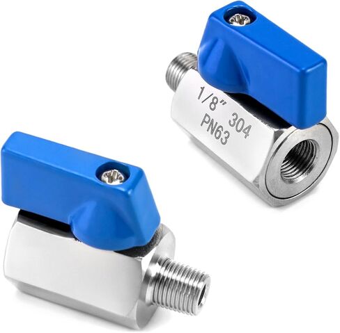 QWORK Mini Ball Valve, 4 Pack 1/8" Female & Male NPT Thread Stainless Steel Valves for Reliable Shut-Off Valve in Saudi Arabia