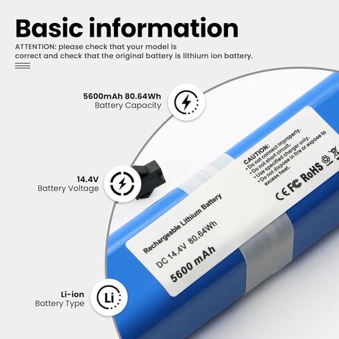 New Vacuum Cleaner Battery Replacement for Laresar L6 Pro, VIOMI S9, Ultenic T10 Robot Vacuum Cleaner 14.4V 5600mAh in Saudi Arabia