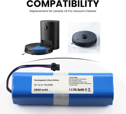 New Vacuum Cleaner Battery Replacement for Laresar L6 Pro, VIOMI S9, Ultenic T10 Robot Vacuum Cleaner 14.4V 5600mAh in Saudi Arabia