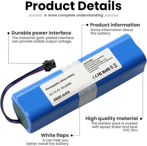 New Vacuum Cleaner Battery Replacement for Laresar L6 Pro, VIOMI S9, Ultenic T10 Robot Vacuum Cleaner 14.4V 5600mAh in Saudi Arabia