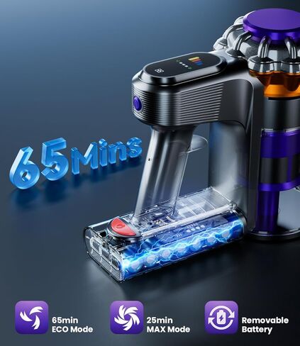 مكنسة كهربائية لاسلكية، 550 وات 45 كيلو باسكال 65 دقيقة مكانس كهربائية للمنزل، مكنسة كهربائية مع قائمة بذاتها، شاشة LED ومكنسة كهربائية لاسلكية مضادة للتشابك، مكنسة كهربائية خفيفة الوزن لأرضية السجاد من شعر الحيوانات الأليفة in Saudi Arabia