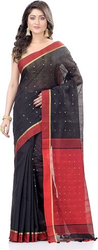 dB DESH BIDESH Women's Tant Silk Handloom Cotton Saree Sequence Work With Blouse Piece Free Size in Saudi Arabia
