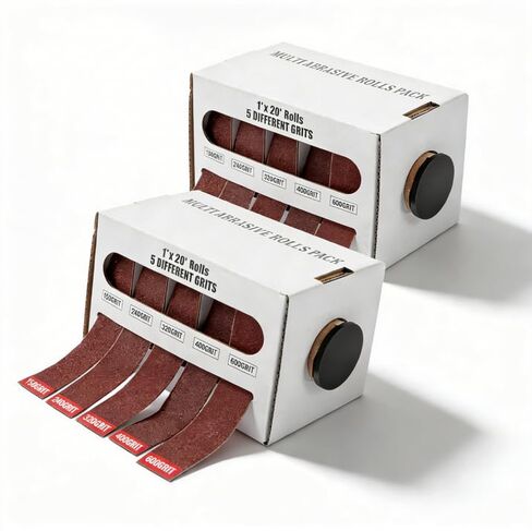Emery Cloth Roll Assortment, 6 Grits, 1 Inch x 19.7 ft (6m) Sandpaper Roll | 150 240 320 400 600, Emery Cloth for Metal, Wood, Automotive and Furniture, Wet/Dry Abrasive Cloth with Dispenser in Saudi Arabia