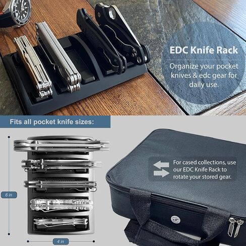 EDC Knife Rack - EDC Gear Organizer Tray - Holder for Knives & Accessories (Black) in Kuwait