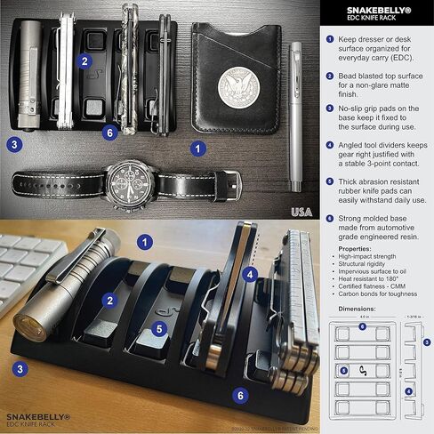 EDC Knife Rack - EDC Gear Organizer Tray - Holder for Knives & Accessories (Black) in Kuwait