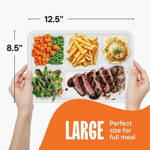 100% Compostable, Large 5 Compartment, Disposable Tray [400-Pack] - [12.5 Inch] Heavy Duty Biodegradable Bagasse Sectional Lunch Trays + Dividers - Divided Platter - (PFAS Free) (BPA Certified) in Saudi Arabia