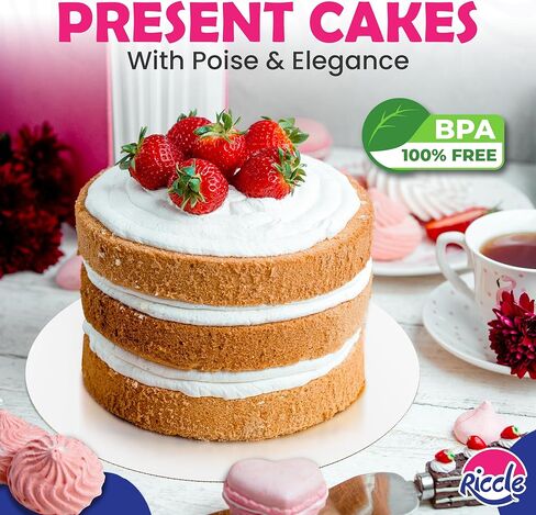 ألواح كيك ريكل مقاس 12 بوصة، عبوة مستديرة مكونة من 50 لوحة ذات حواف ناعمة مقاس 12 بوصة، يمكن التخلص منها - متينة - دوائر من الورق المقوى الأبيض - درجة الغذاء in Kuwait