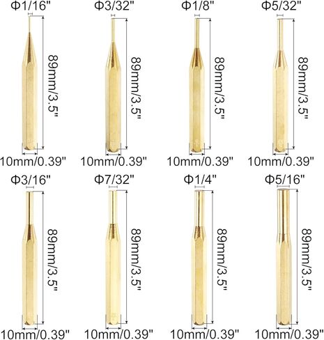 مجموعة خرامة نحاسية 8 قطع من HARFINGTON 1/16 بوصة 3/32 بوصة 1/8 بوصة 5/32 بوصة 3/16 بوصة 7/32 بوصة 1/4 بوصة 5/16 بوصة غير قابلة للتشوه دبوس محرك لكمة محاذاة أسطوانية لساعة إصلاح المجوهرات والحرف اليدوية in Kuwait