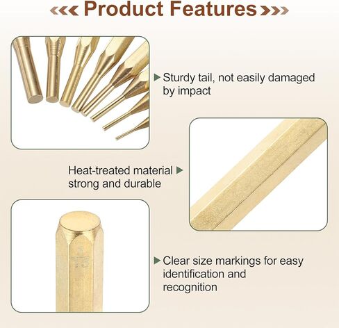 مجموعة خرامة نحاسية 8 قطع من HARFINGTON 1/16 بوصة 3/32 بوصة 1/8 بوصة 5/32 بوصة 3/16 بوصة 7/32 بوصة 1/4 بوصة 5/16 بوصة غير قابلة للتشوه دبوس محرك لكمة محاذاة أسطوانية لساعة إصلاح المجوهرات والحرف اليدوية in Kuwait