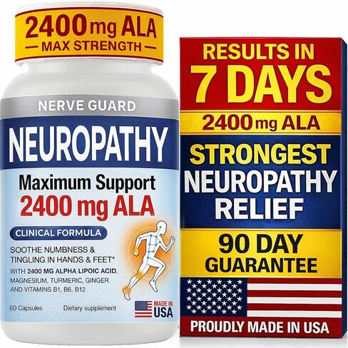 Neuropathy Supplement with 2400 mg Alpha Lipoic Acid – Advanced Support for Feet Hands Toes – 2400mg ALA, Vitamins B12 B6 & B1, Magnesium, Turmeric – 60 Capsules in Saudi Arabia
