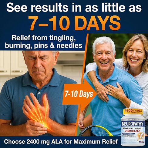 Neuropathy Supplement with 2400 mg Alpha Lipoic Acid – Advanced Support for Feet Hands Toes – 2400mg ALA, Vitamins B12 B6 & B1, Magnesium, Turmeric – 60 Capsules in Saudi Arabia