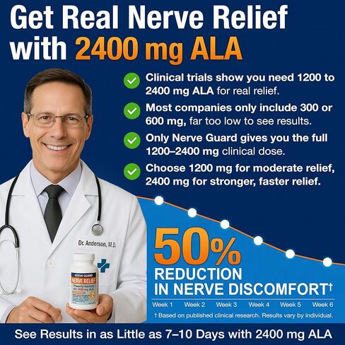 Neuropathy Supplement with 2400 mg Alpha Lipoic Acid – Advanced Support for Feet Hands Toes – 2400mg ALA, Vitamins B12 B6 & B1, Magnesium, Turmeric – 60 Capsules in Saudi Arabia