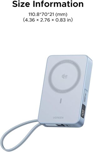 UGREEN MagFlow 10,000mAh Power Bank, Qi2 25W Certified Wireless Charging, Magnetic Portable Charger for MagSafe with Built-in Cable, 30W USB-C Battery Pack for iPhone 16 Pro Max/Pixel 10 Pro XL in Saudi Arabia