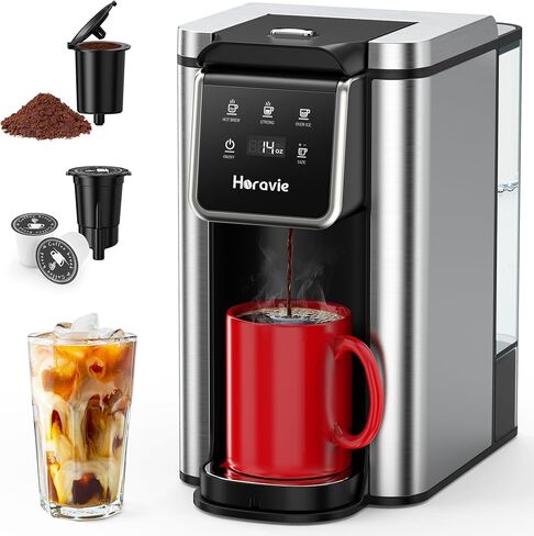 آلة القهوة الساخنة والمثلجة ، صانع القهوة المفرد لجراب K والأراضي ، وضع Bold Brew ، أحجام من 6 إلى 14 أوقية ، أكواب تناسب ما يصل إلى 6.5 بوصة ، من الفولاذ المقاوم للصدأ ، أبيض in Kuwait