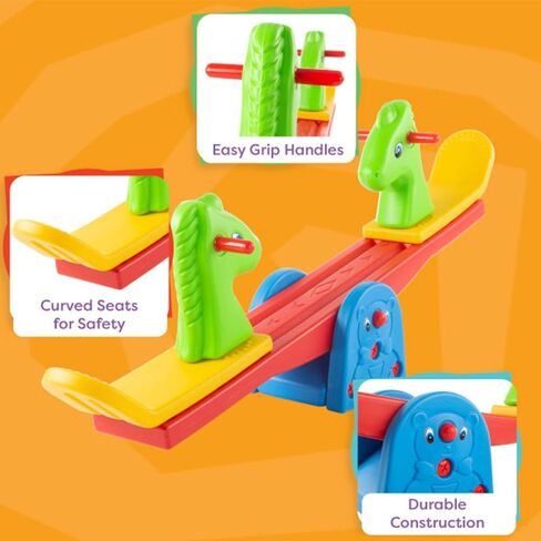 يا! يلعب! Teeter Totter - انظر المنشار للفناء الخلفي أو غرفة اللعب بمقابض سهلة الإمساك - معدات لعب داخلية أو خارجية للأطفال الصغار in Saudi Arabia
