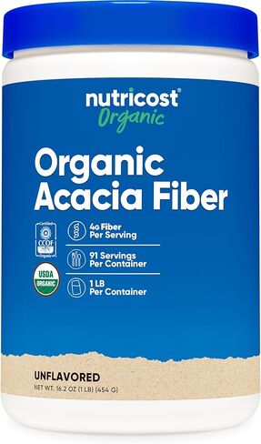 Nutricost Organic Acacia Fiber Powder (1 LB) Unflavored - USDA Organic, CCOF Certified, 4g of Fiber Per Serving, Vegan, GMO-Free, Gluten-Free, 91 Servings in Saudi Arabia