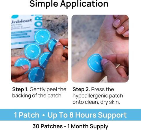 Digestion Patch - Gut Support - Bloat Relief - Ginger Root Extract + Turmeric Extract + Fennel Seed + Dandelion Root + Artichoke Leaf Extract - Vegan & Natural - 30 Patches in Saudi Arabia