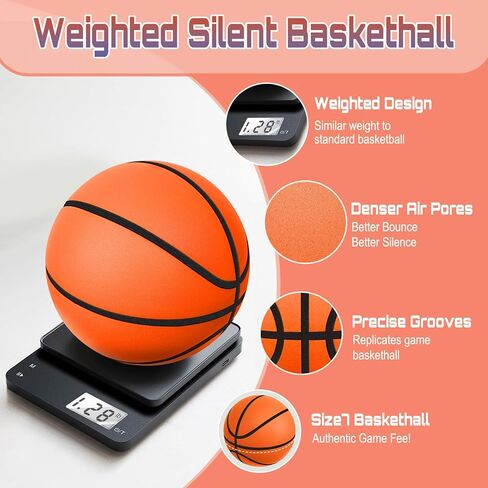 Silent Basketball Size 7/29.5", Indoor Basketball for Quiet Dribbling and Indoor Training, Foam Ball with Real Groove and Bounce in Saudi Arabia