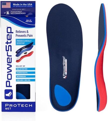 PowerStep ProTech مع تقويم العظام كامل الطول - نعال أحذية طبية من الدرجة الطبية لعلاج التهاب اللفافة الأخمصية + آلام مشط القدم - دعم قوي لقوس القدم والحد الأقصى من التوسيد - صنع في الولايات المتحدة الأمريكية (M 12-13) in Kuwait