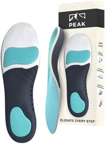 Peak Premium Comfort Shoe Insoles - Anti-Fatigue Orthotic Inserts for Men/Women - Plantar Fasciitis Relief & Arch Support - Comfortable for All-Day Use (Medium - Men's 7.5-9 / Women's 9.5-11) in Saudi Arabia