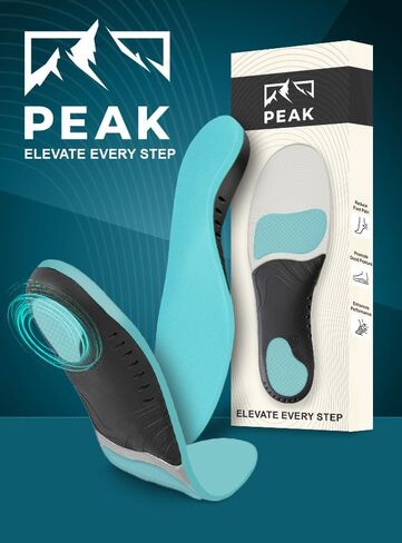 Peak Premium Comfort Shoe Insoles - Anti-Fatigue Orthotic Inserts for Men/Women - Plantar Fasciitis Relief & Arch Support - Comfortable for All-Day Use (Medium - Men's 7.5-9 / Women's 9.5-11) in Saudi Arabia