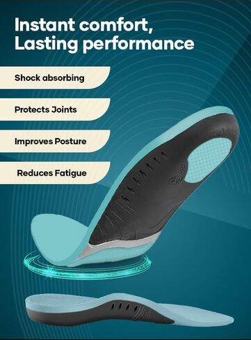 Peak Premium Comfort Shoe Insoles - Anti-Fatigue Orthotic Inserts for Men/Women - Plantar Fasciitis Relief & Arch Support - Comfortable for All-Day Use (Medium - Men's 7.5-9 / Women's 9.5-11) in Saudi Arabia