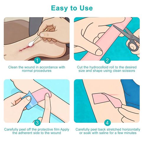 Hydrocolloid Roll for Wound Care, Medical-Grade Hydrocolloid Bandages with Self-Adhesive, Cut-to-Size Patch Bandages, Ultra Absorbent, Waterproof, First Aid Kit Essential (2in*4.8ft) in Saudi Arabia