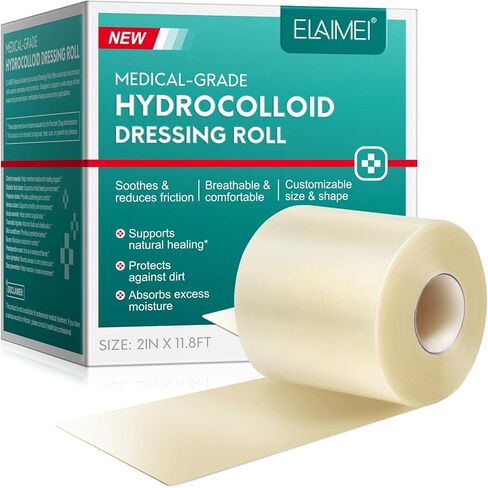 Hydrocolloid Roll Gel Bandages for Wounds: Extra Large Waterproof Hydrocolloid Patches for Wound Care, Flexible & Waterproof DIY Size & Shape(2in * 11.8FT) in Kuwait
