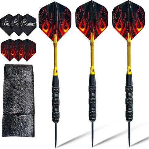 3pcs Steel Tip Darts 18g Black and Gold, with Flights & Carry Pouch, Easy to Control for Home Games & Casual Play in Saudi Arabia