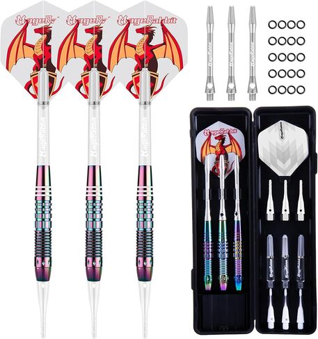 رأس سهام بلاستيكي 3 قطع، رأس ناعم 18 جرام، سهام إلكترونية + 6 قطع طيران + 6 قطع أعمدة، مواد نحاسية مع مجموعة كاملة من ملحقات رمي ​​السهام in Kuwait