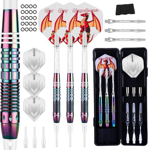 رأس سهام بلاستيكي 3 قطع، رأس ناعم 18 جرام، سهام إلكترونية + 6 قطع طيران + 6 قطع أعمدة، مواد نحاسية مع مجموعة كاملة من ملحقات رمي ​​السهام in Kuwait