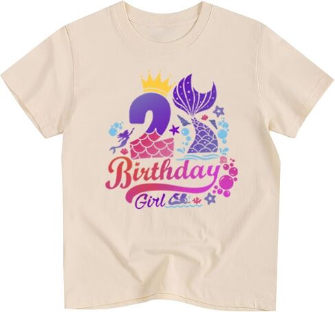 Unicorn Birthday Girl T-Shirt for Ages 2-6 Cotton Short Sleeve Tee Birthday Party Gift in Saudi Arabia