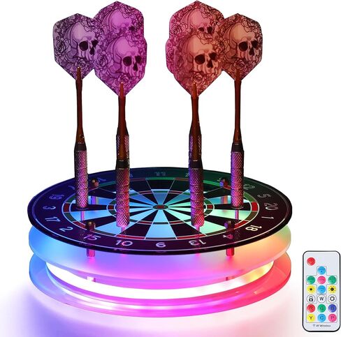 OkiyiD Light Up Dart Holder, RGB LED Acrylic Dart Stand Desktop with Multiple Color, Board Accessories for Men Gamer Room Decor Gifts in Saudi Arabia