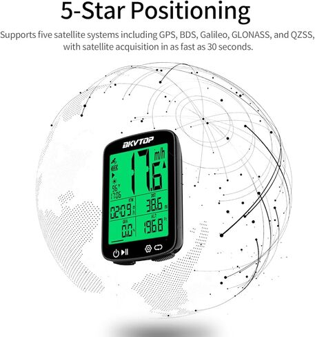 جهاز كمبيوتر GPS للدراجة، جهاز كمبيوتر لاسلكي لركوب الدراجات مع إضاءة خلفية تلقائية خضراء، 2.4 بوصة سهلة القراءة وعداد السرعة LCD، مقاوم للماء IPX7، إيقاف تلقائي للدراجة الجبلية على الطرق MPH KMH in Saudi Arabia