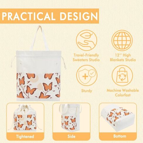 YAWIKO Yarn Bag, Crochet Bag Organizer for Yarn Storage, Handy Knitting Bag with Pockets, Holds Skeins & Short Needles Crochet Tote Bag in Saudi Arabia