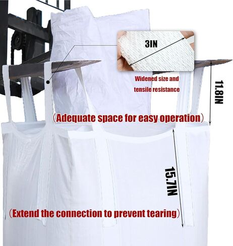 10Pack Aolikebao FIBC Bulk Bag,1.5 Ton Bag, 35.4"L x 35.4"W x 43.3"H,3300lbs SWL Safty Factor 3:1,Woven Polypropylene Bags,Top Circular Feed Inlet Flat Bottom (10) in Saudi Arabia