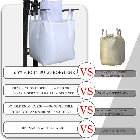 10Pack Aolikebao FIBC Bulk Bag,1.5 Ton Bag, 35.4"L x 35.4"W x 43.3"H,3300lbs SWL Safty Factor 3:1,Woven Polypropylene Bags,Top Circular Feed Inlet Flat Bottom (10) in Saudi Arabia
