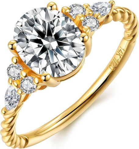 1.5ct مويسانيتي خاتم الخطوبة للنساء البيضاوي قطع 14k الذهب فيرميل وعد خاتم أبريل جوهرة عيد الحب عيد الأم الذكرى السنوية هدية عيد الميلاد لها حجم 7 in Kuwait