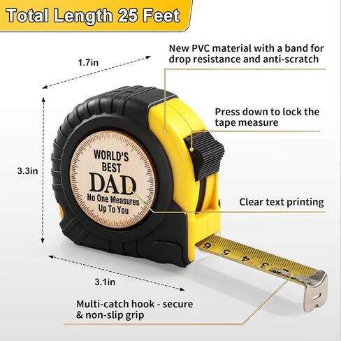 هدية عيد الأب للأب من ابنة الابن - شريط قياس متري 25 قدمًا، شريط قياس هدايا الأب قابل للسحب، أفضل هدايا للأب على الإطلاق، هدايا بابا لعيد الأب وعيد الشكر in Kuwait