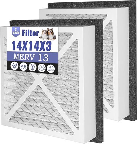 2 حزمة 14x14x3 MERV13 استبدال فلتر الهواء المطوي متوافق مع سلسلة Zephyr VGF 14x14x3 مرشح شبكة العودة للمنزل بالكامل، مرشحات فرن نظام تنقية الهواء in Saudi Arabia