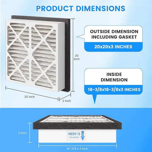 20x20x3 MERV 13 Pleated Air Filter Replacement for Zephyr VGF Series 20x20x3 Whole Home Return Air Grille Filter, MERV 13 Air Filtration System, 2 Pack in Saudi Arabia