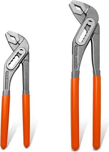 2-Piece Water Pump Pliers Set, 8" & 10" Quick-Adjust Groove Joint Pliers, Forged Carbon Steel with Bi-Material Grip for Plumbing, Auto, DIY & Home Repair in Saudi Arabia