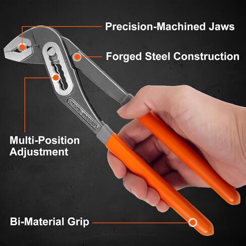 2-Piece Water Pump Pliers Set, 8" & 10" Quick-Adjust Groove Joint Pliers, Forged Carbon Steel with Bi-Material Grip for Plumbing, Auto, DIY & Home Repair in Saudi Arabia