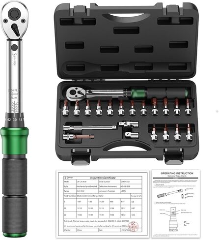 ss shovan 1/4 Torque Wrench with 72-Tooth Click Type, Inch Pound Torque Wrench with Dual Scale 30-220 in-lb (3.3-24.7 Nm), Bike Torque Wrench Set for MTB, Bicycle Maintenance (33 Pcs) in Saudi Arabia