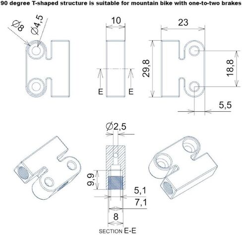 Hydraulic Brake Splitter 1 To 2 Adapter For Bicycle And Motorcycle Brake Lines CNC Aluminum Compatible With Mineral And DOT Brake Fluids Multiple Angles Available(A) in Saudi Arabia