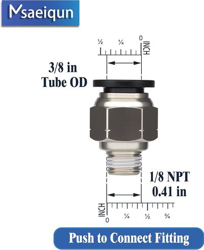 تركيبات خرطوم الهواء، ادفع لتوصيل تركيبات الهواء ذكر مستقيم 3/8 بوصة أنبوب OD × 1/8 NPT تركيب خيط (عبوة من 2) in Kuwait