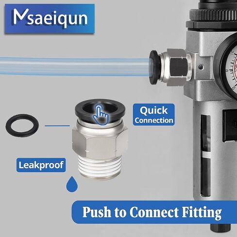 تركيبات خرطوم الهواء، ادفع لتوصيل تركيبات الهواء ذكر مستقيم 3/8 بوصة أنبوب OD × 1/8 NPT تركيب خيط (عبوة من 2) in Kuwait