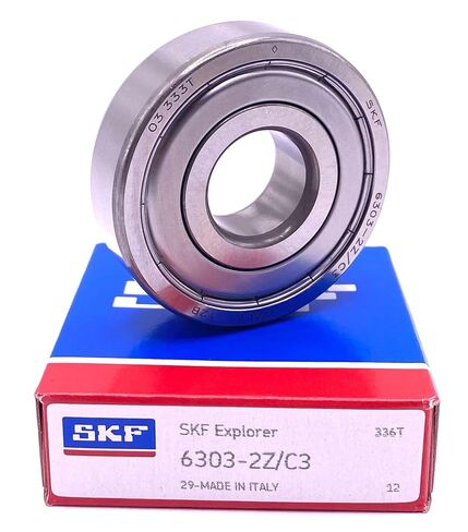 SKF Italy 6303 ZZ C3 محمل كروي ذو أخدود عميق، محمي معدني 17x47x14 ملم in Kuwait